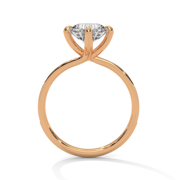 “Celeste Ring—round brilliant diamond beauty, four-prong tulip elegance, and refined pavé sparkle crafted to symbolize timeless love, radiant grace, and everlasting sophistication.”