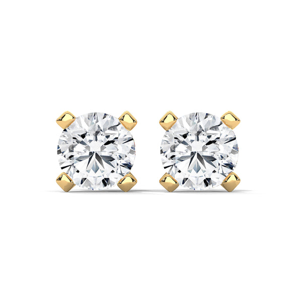 Modern Majesty: 4-Prong Lab Grown Diamond Gold Stud Earrings