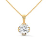 Radiant Bloom Lab Grown Round Diamond Gold Pendant Chain
