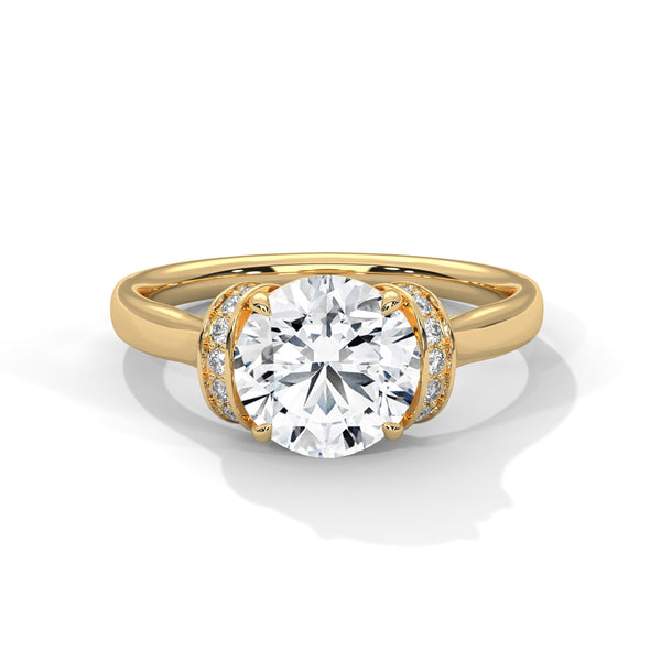 Hidden Halo Solitaire Lab Grown Diamond Gold Ring