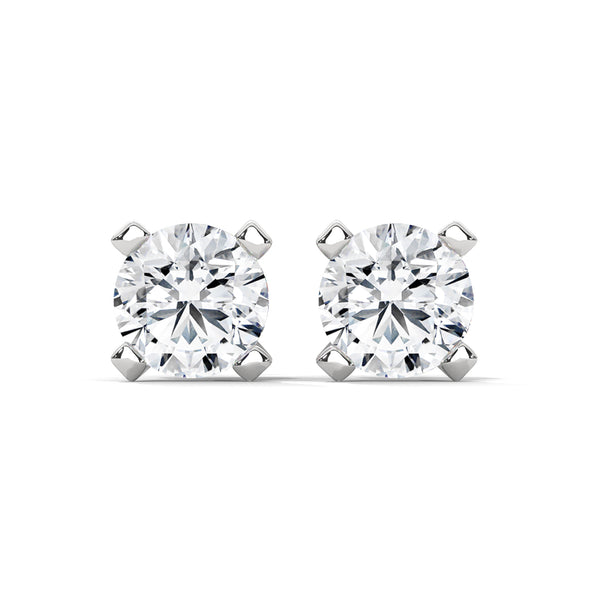 Modern Majesty: 4-Prong Lab Grown Diamond Gold Stud Earrings