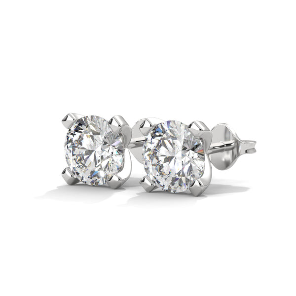 Modern Majesty: 4-Prong Lab Grown Diamond Gold Stud Earrings