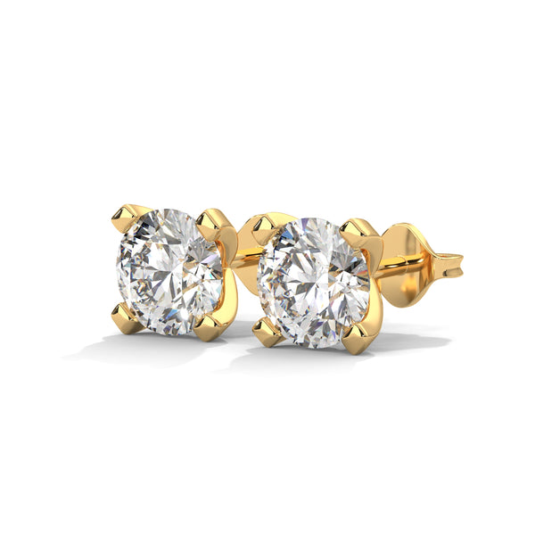 Modern Majesty: 4-Prong Lab Grown Diamond Gold Stud Earrings