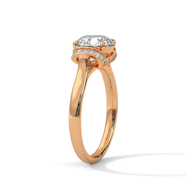 Hidden Halo Solitaire Lab Grown Diamond Gold Ring