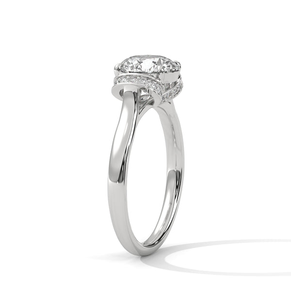 Hidden Halo Solitaire Lab Grown Diamond Gold Ring