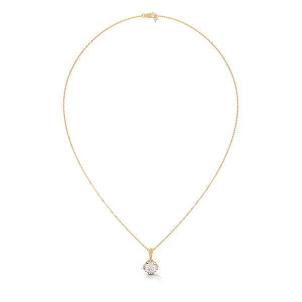 Radiant Bloom Lab Grown Round Diamond Gold Pendant Chain