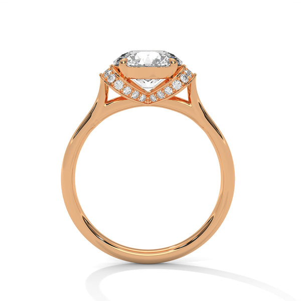 Hidden Halo Solitaire Lab Grown Diamond Gold Ring