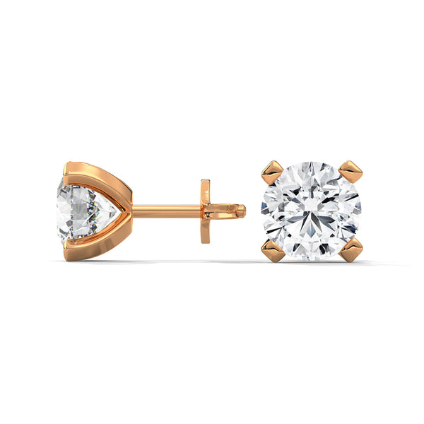 Modern Majesty: 4-Prong Lab Grown Diamond Gold Stud Earrings