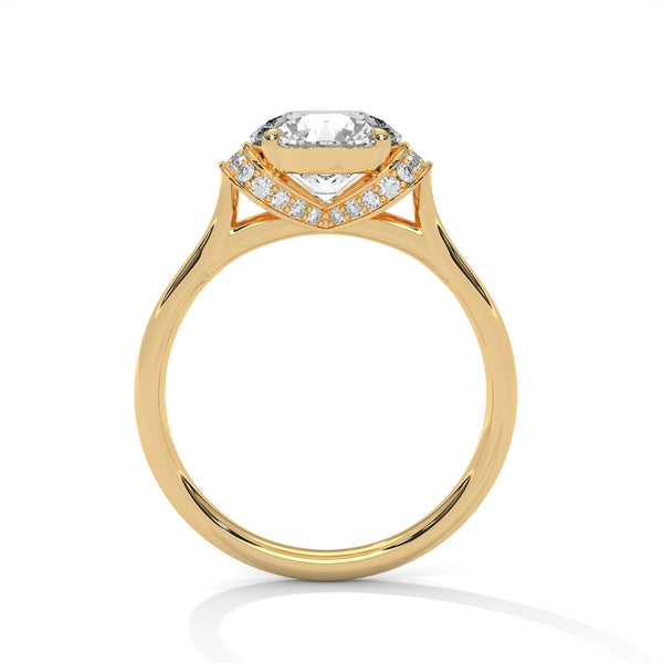 Hidden Halo Solitaire Lab Grown Diamond Gold Ring