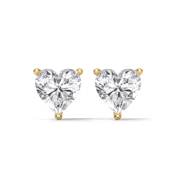 Heart-Shaped Lab Grown Diamond Gold Earrings