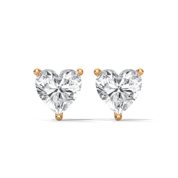 Heart-Shaped Lab Grown Diamond Gold Earrings