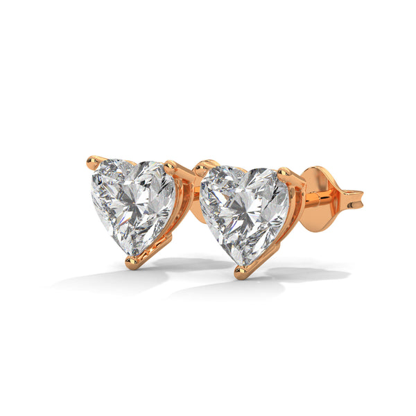 Heart-Shaped Lab Grown Diamond Gold Earrings