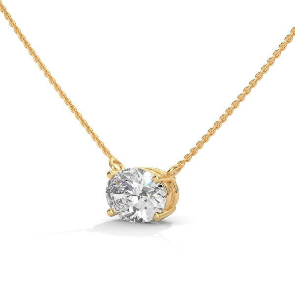 Pure Brilliance Round Lab Grown Diamond Gold Pendant Chain