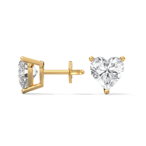Heart-Shaped Lab Grown Diamond Gold Earrings