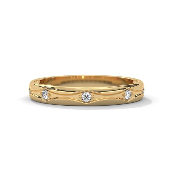 “Elegant gold diamond band crafted with flowing wave design, offering timeless beauty, refined sparkle, and premium craftsmanship for everyday luxury style.”