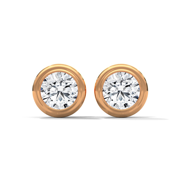 Bezel Set Lab Grown Diamond Gold Stud Earrings