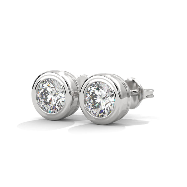 Bezel Set Lab Grown Diamond Gold Stud Earrings