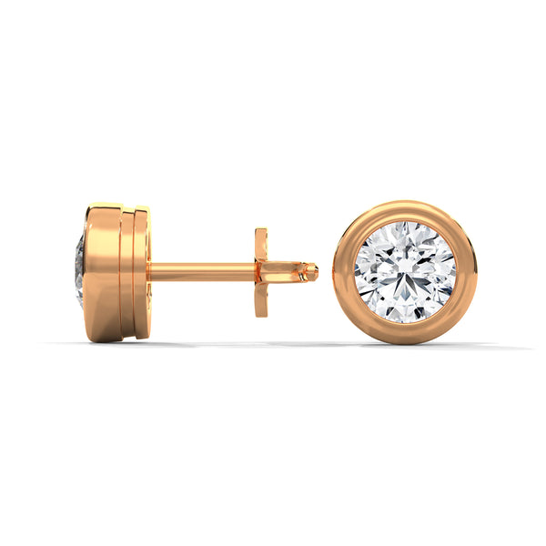 Bezel Set Lab Grown Diamond Gold Stud Earrings