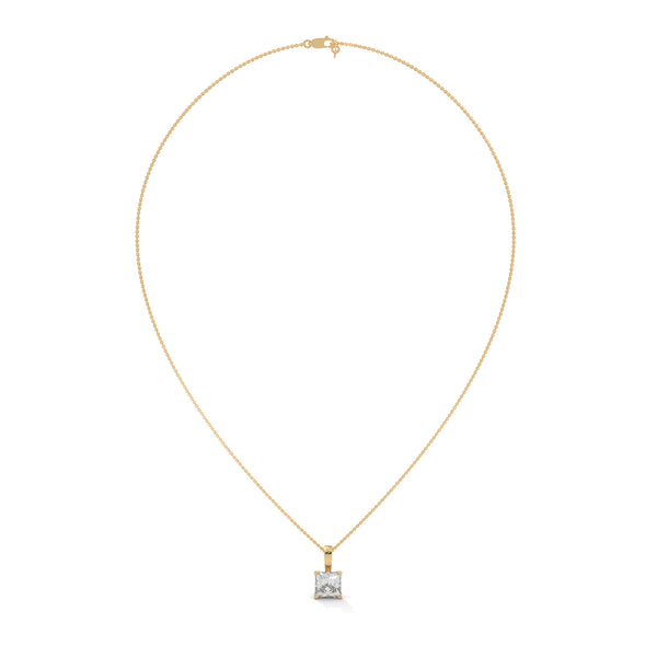 Princess Cut Lab Grown Diamond Gold Pendant Chain