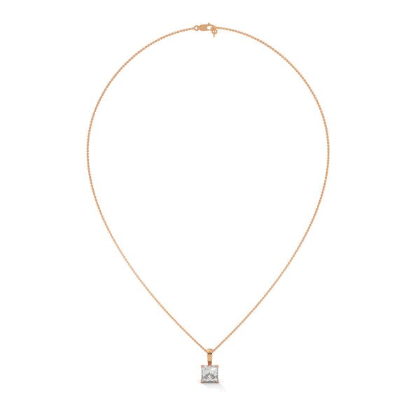 Princess Cut Lab Grown Diamond Gold Pendant Chain