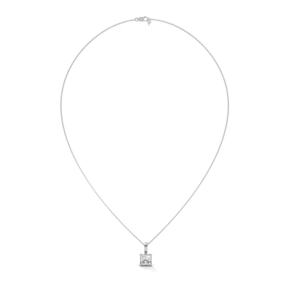 Princess Cut Lab Grown Diamond Gold Pendant Chain