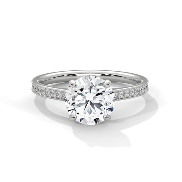 Round Cut Pave Lab Grown Diamond Gold Ring