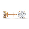 Six-Prong Lab Grown Round Diamond Gold Stud Earrings