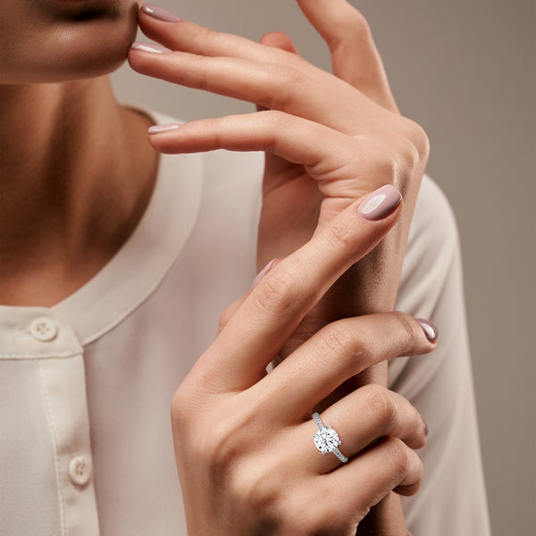 Round Cut Pave Lab Grown Diamond Gold Ring