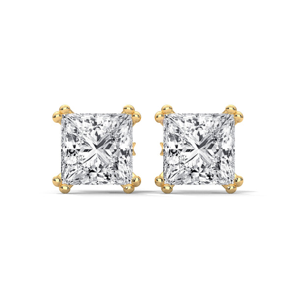 Cushion Cut Lab Grown Diamond Gold Stud Earrings