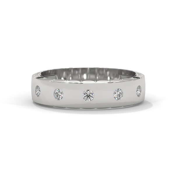 “Elevate everyday elegance with this diamond eternity band, featuring bezel-set brilliance in luxurious gold for timeless sparkle and modern sophistication.”