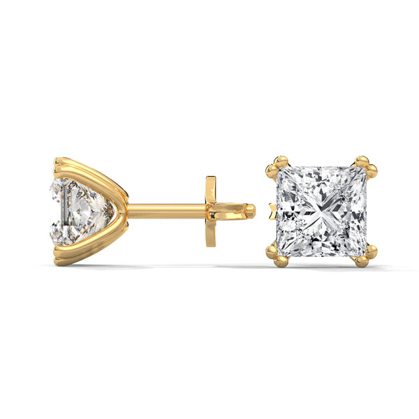 Cushion Cut Lab Grown Diamond Gold Stud Earrings
