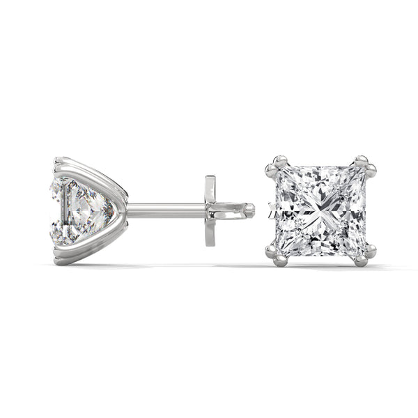 Cushion Cut Lab Grown Diamond Gold Stud Earrings