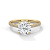 Classic Pave Solitaire Round Brilliant Lab Grown Diamond Gold Ring