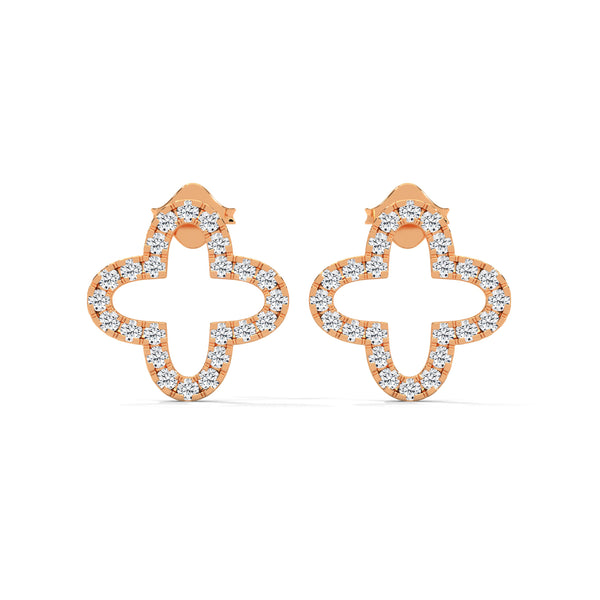 Radiant Clover Lab Grown Diamond Gold Stud Earrings