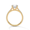 Classic Pave Solitaire Round Brilliant Lab Grown Diamond Gold Ring