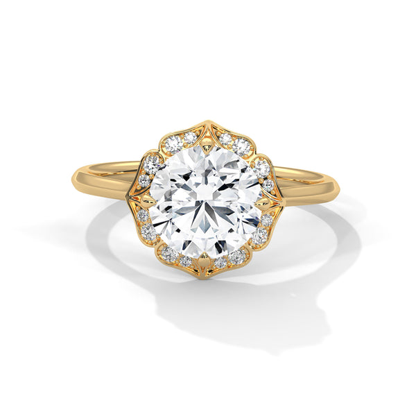 Vintage Halo Lab Grown Diamond Gold Ring