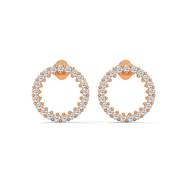 Lab Grown Round Diamond Open Circle Gold Earrings