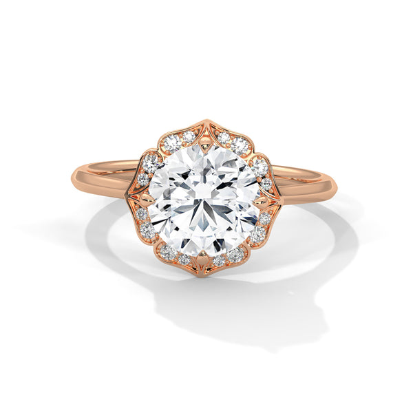 Vintage Halo Lab Grown Diamond Gold Ring