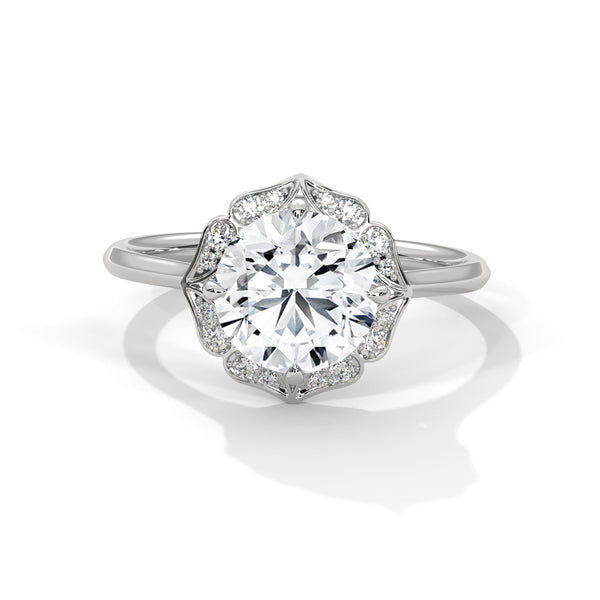 Vintage Halo Lab Grown Diamond Gold Ring