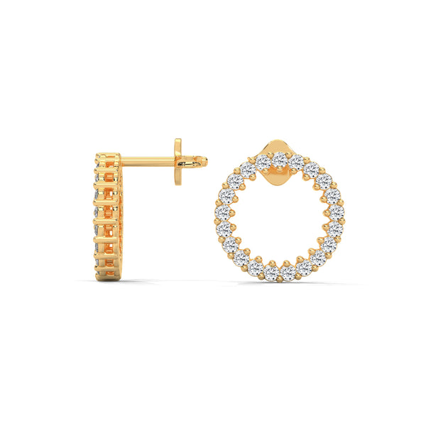 Lab Grown Round Diamond Open Circle Gold Earrings