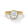 Round Cut Lab Grown Diamond Bezel Halo Gold Ring