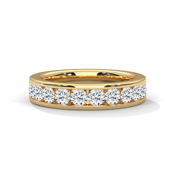 series of brilliant round-cut lab-grown diamonds gold band for wedding