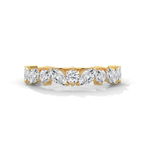 Half eternity wedding band with Marquise and Round cut lab grown Diamond for
