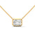 Emerald Cut Lab Grown Diamond Bezel Set Gold Pendant Chain