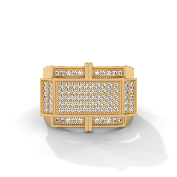 "Experience bold luxury with this statement diamond ring, expertly crafted in gold to deliver unmatched brilliance, sophistication, and modern masculine elegance."