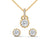 A mesmerizing rose gold jewelry set featuring dazzling round-cut diamonds framed in floral-inspired prongs, perfect for elevating any occasion with timeless sparkle.