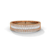baguette-cut and round cut lab grown Diamond Double Halo Gold Band