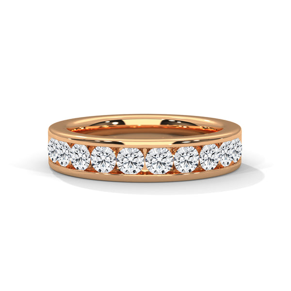 series of brilliant round-cut lab-grown diamonds gold band for wedding