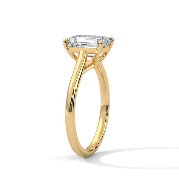 A sleek and sophisticated emerald-cut lab-grown diamond solitaire — where clarity meets minimalist allure.