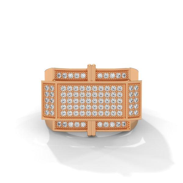 "Experience bold luxury with this statement diamond ring, expertly crafted in gold to deliver unmatched brilliance, sophistication, and modern masculine elegance."